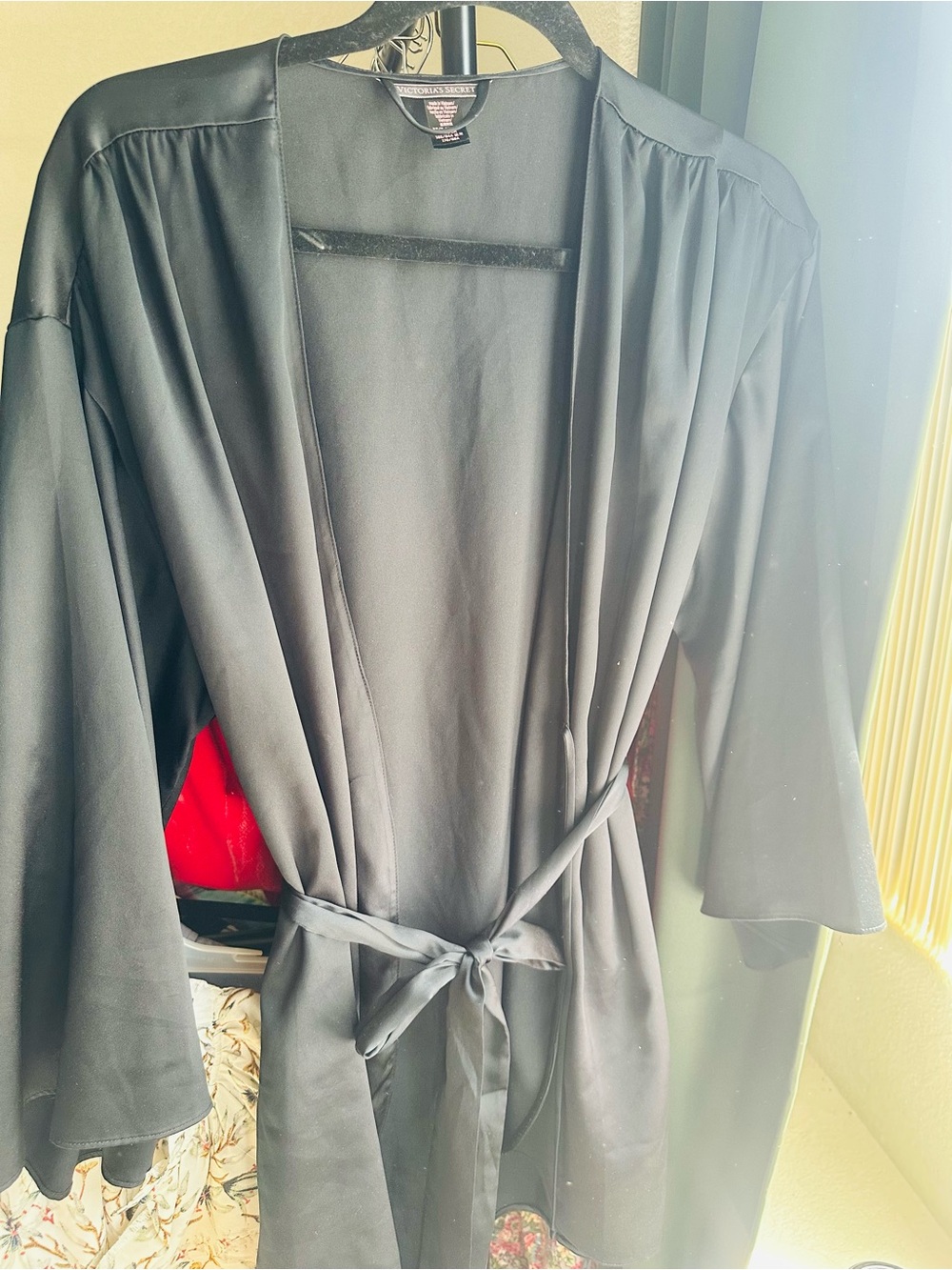 Victoria's Secret Black Satin-Look Robe with Belt